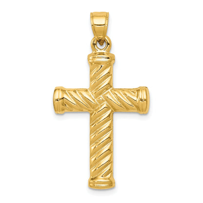 14K Yellow Gold Reversible Diamond-Cut Cross Pendant
