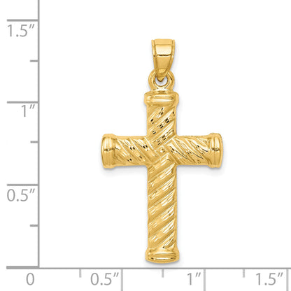 14K Yellow Gold Reversible Diamond-Cut Cross Pendant