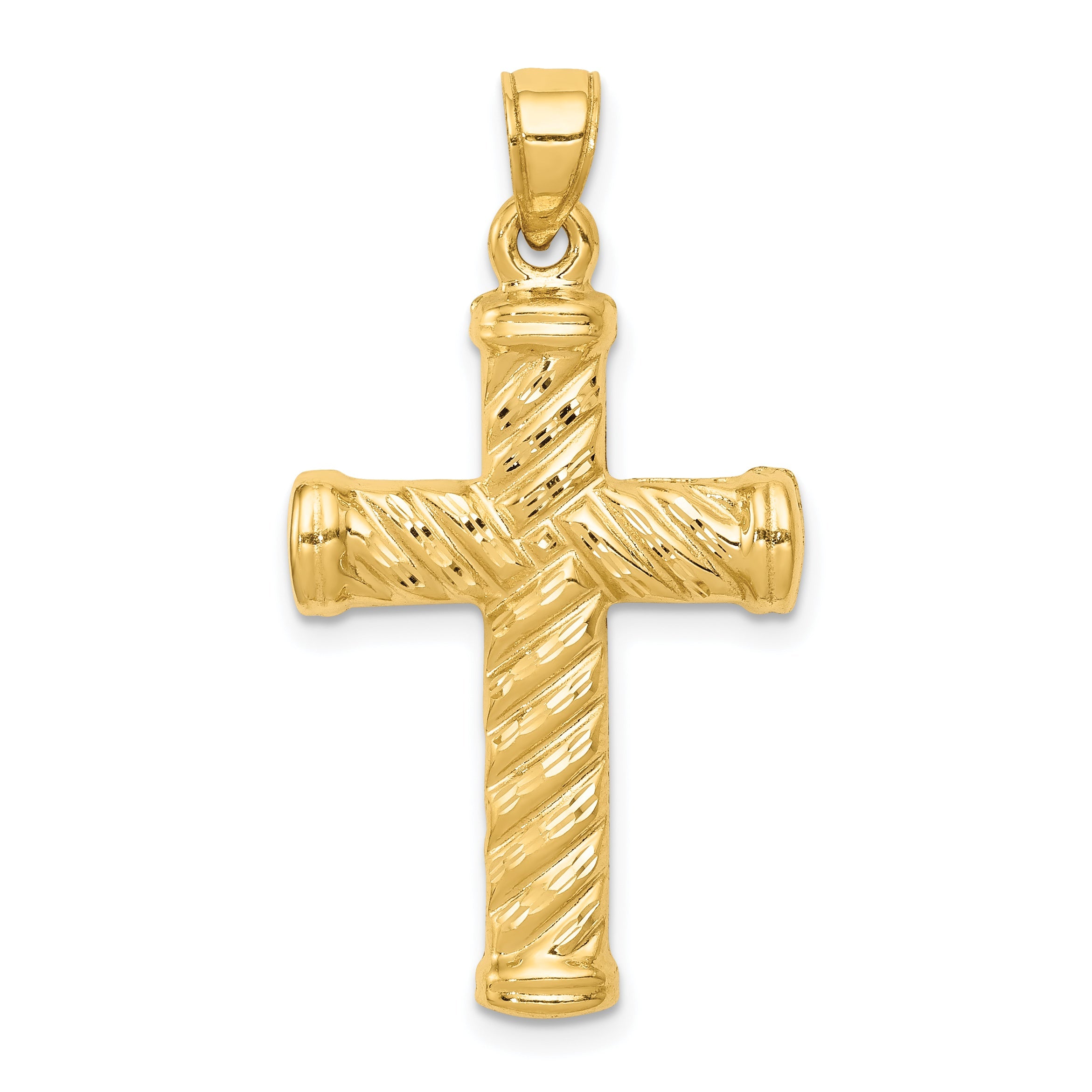 14K Yellow Gold Reversible Diamond-Cut Cross Pendant