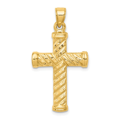 14K Yellow Gold Reversible Diamond-Cut Cross Pendant