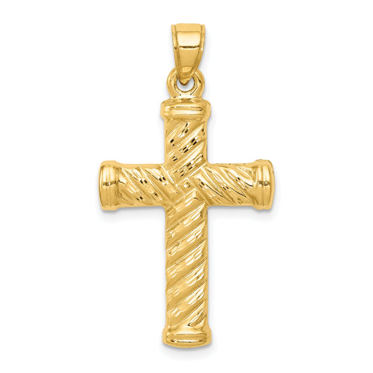 14K Yellow Gold Reversible Diamond-Cut Cross Pendant