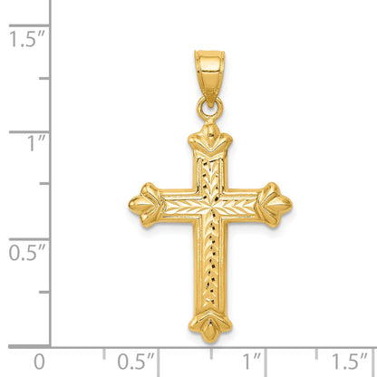 14K Yellow Gold Reversible Diamond-Cut Cross Pendant