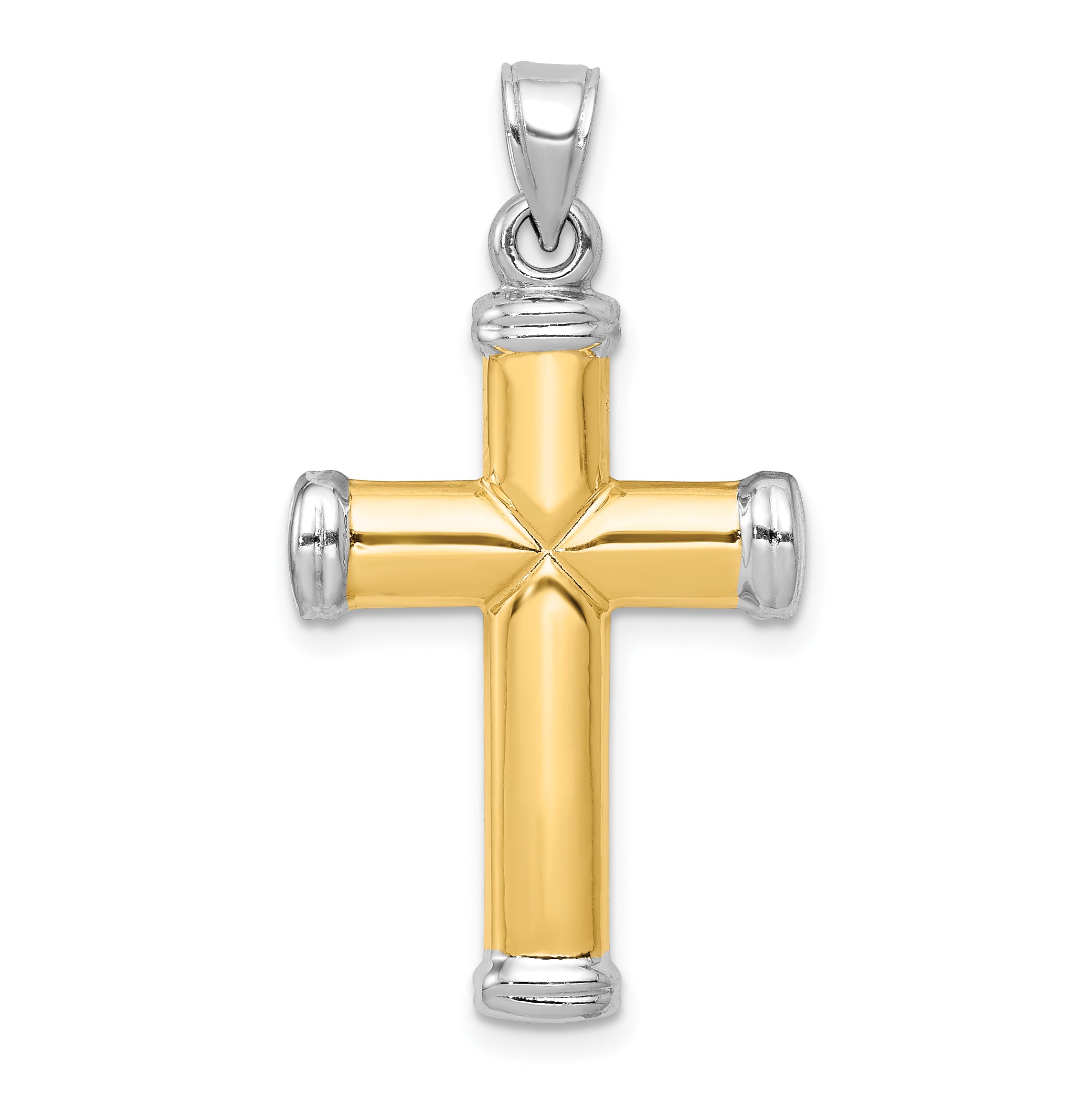 14K Two-Tone W/Rhodium Reversible Cross