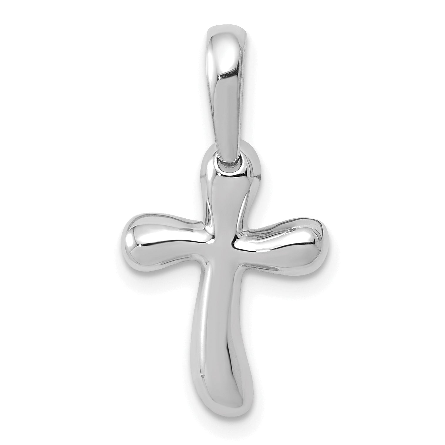 14K White Gold Small Freeform Cross Pendant