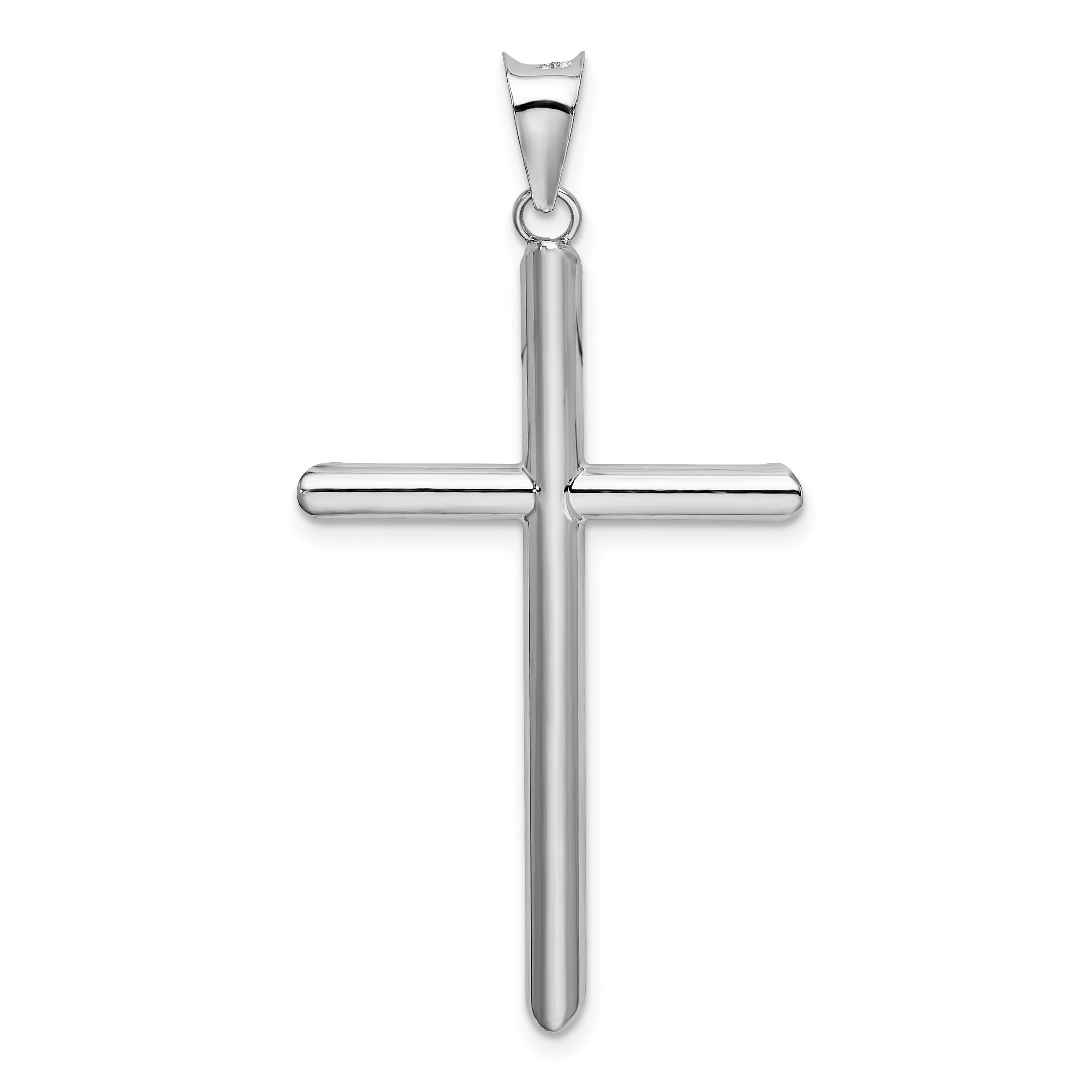 14K White Gold Polished Hollow Cross Pendant