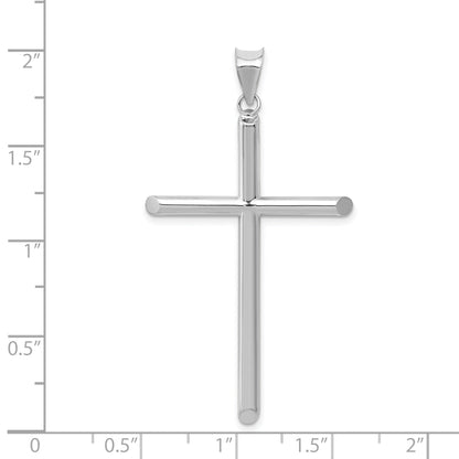 14K White Gold Polished Hollow Cross Pendant