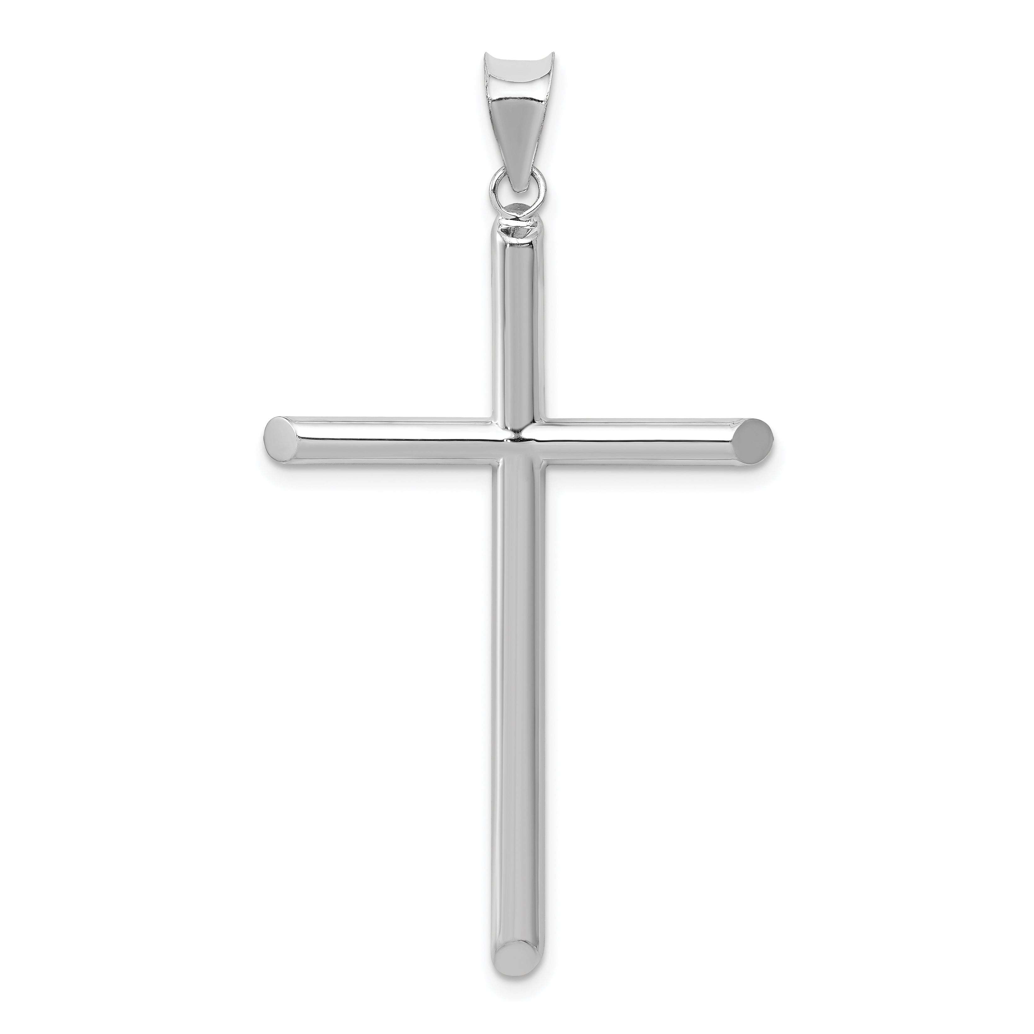 14K White Gold Polished Hollow Cross Pendant