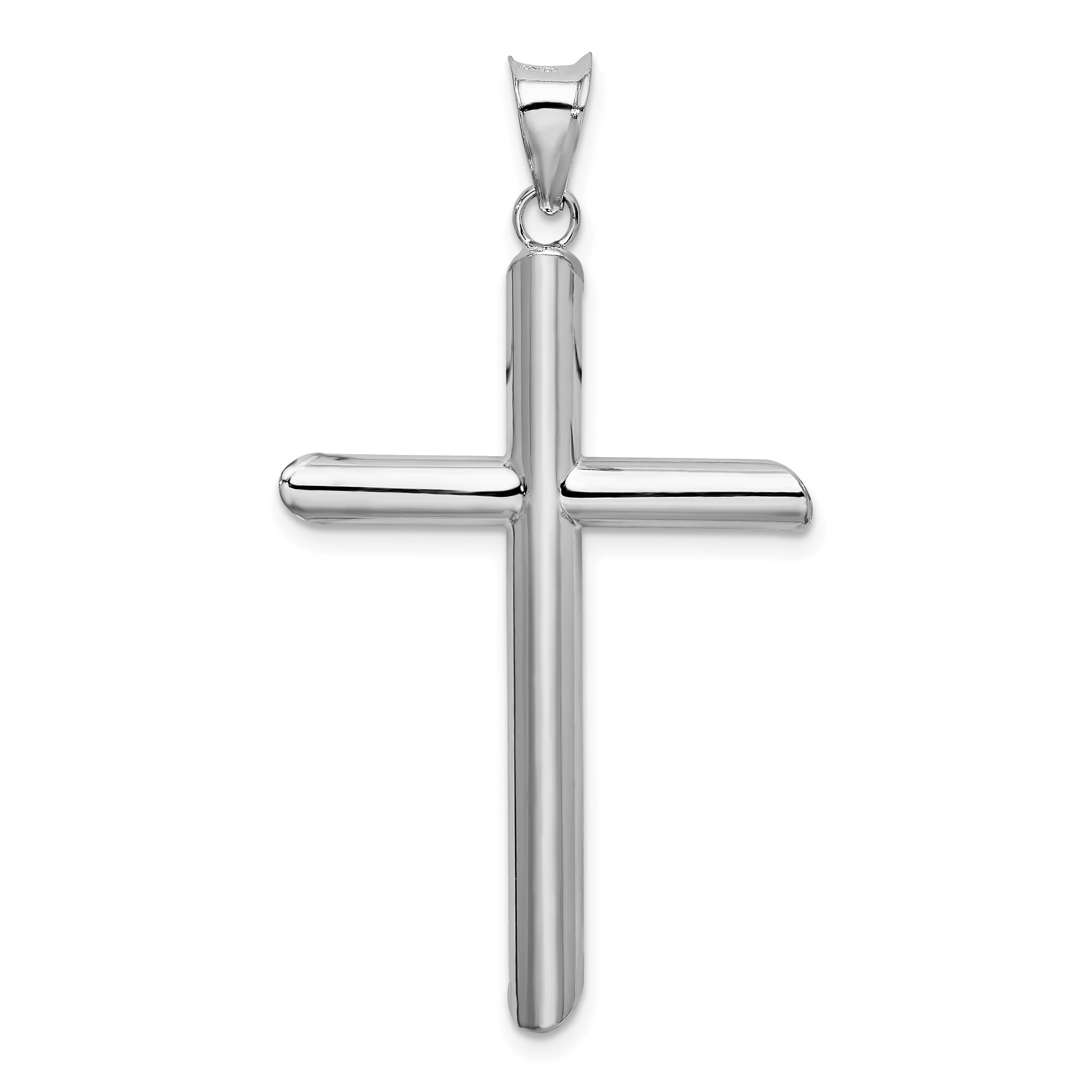 14K White Gold Polished Hollow Cross Pendant