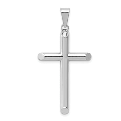 14K White Gold Polished Hollow Cross Pendant