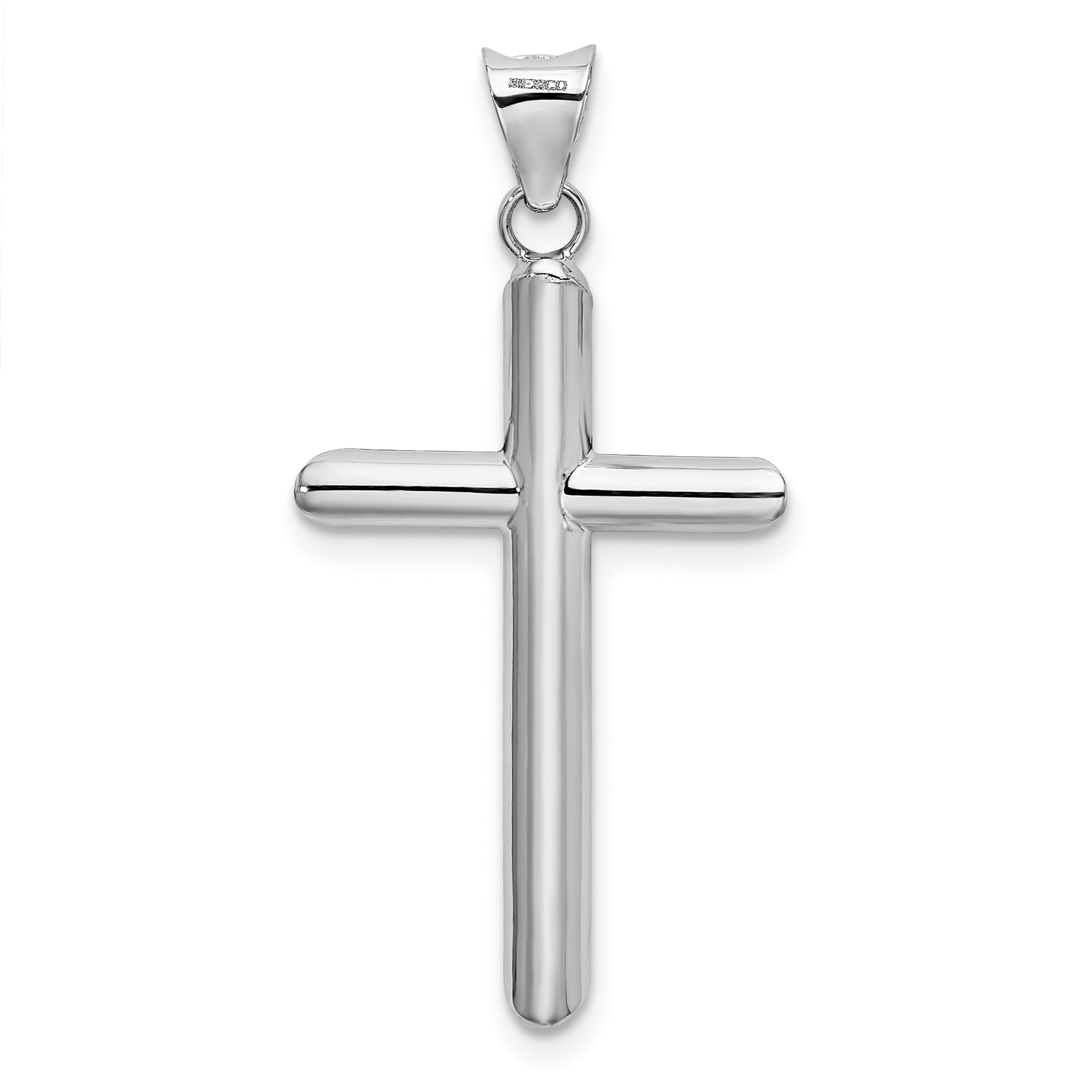 14K White Gold Hollow Cross Pendant