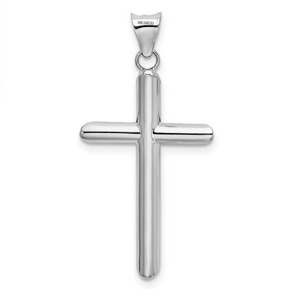 14K White Gold Hollow Cross Pendant