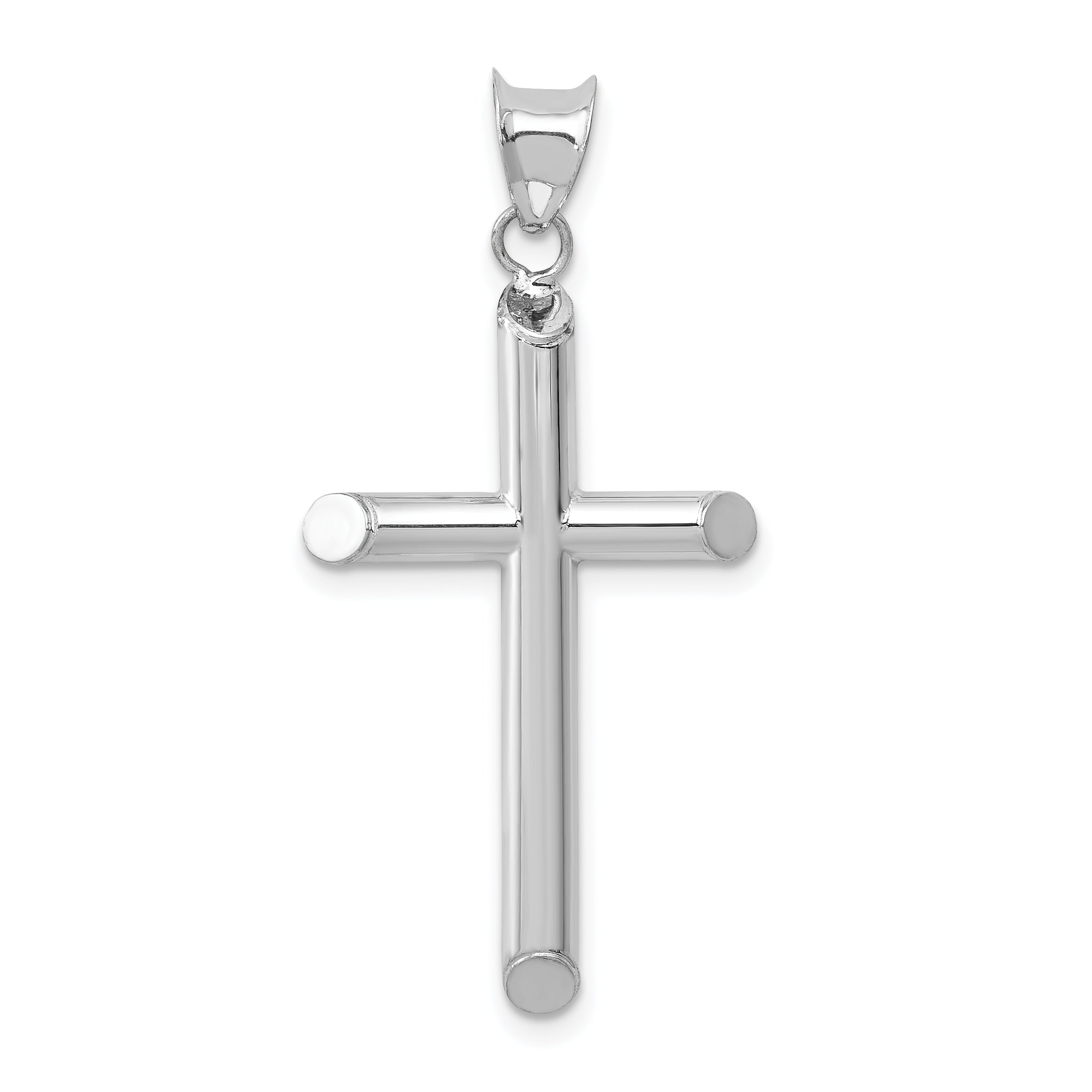 14K White Gold Hollow Cross Pendant