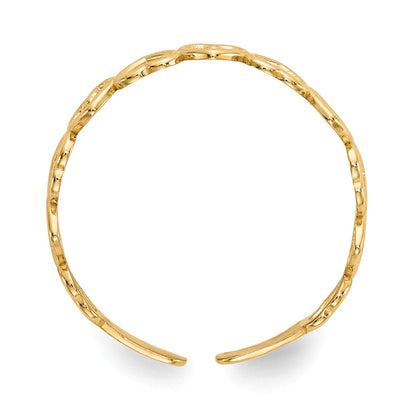 14K Yellow Gold Open Hearts Toe Ring