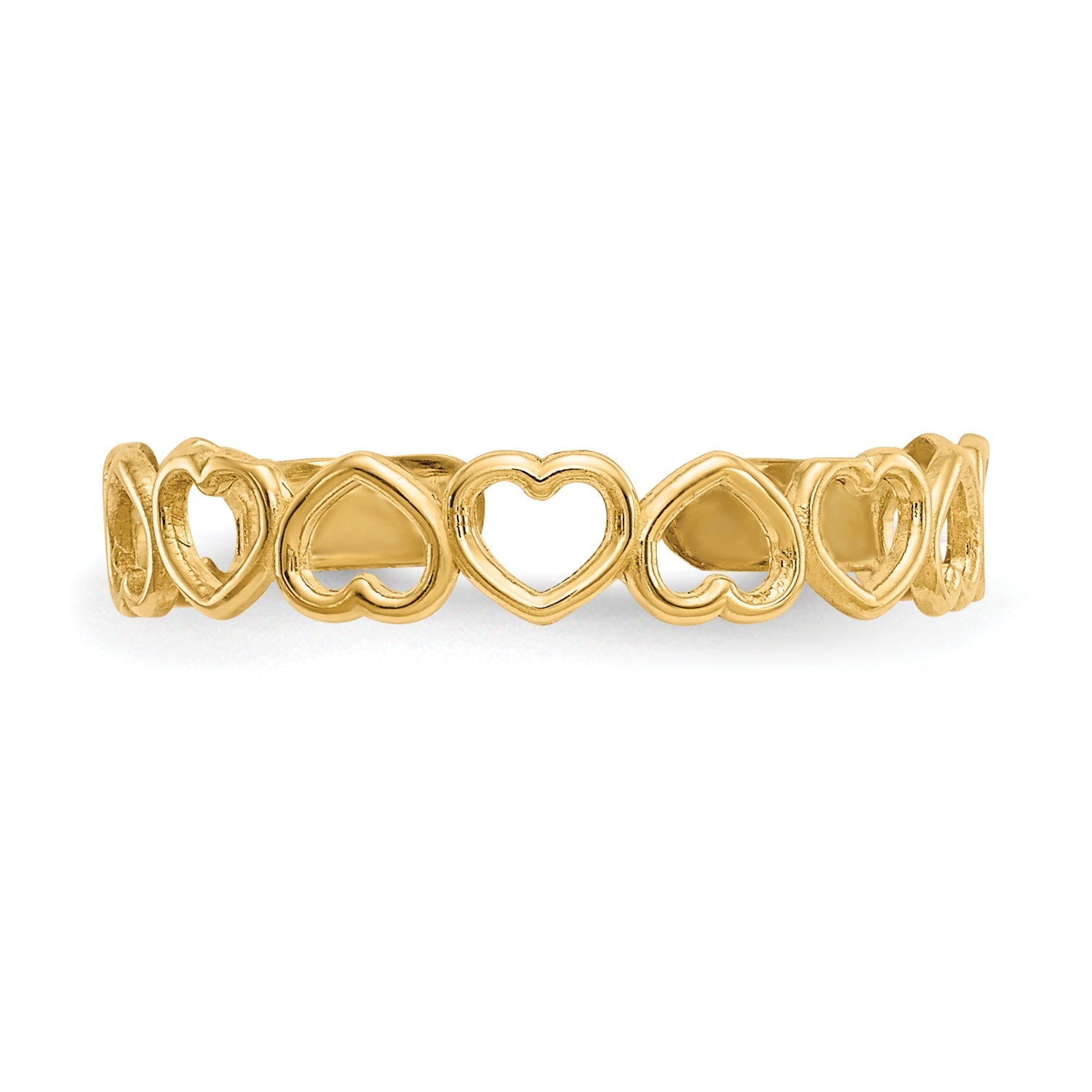 14K Yellow Gold Open Hearts Toe Ring