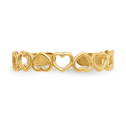 14K Yellow Gold Open Hearts Toe Ring