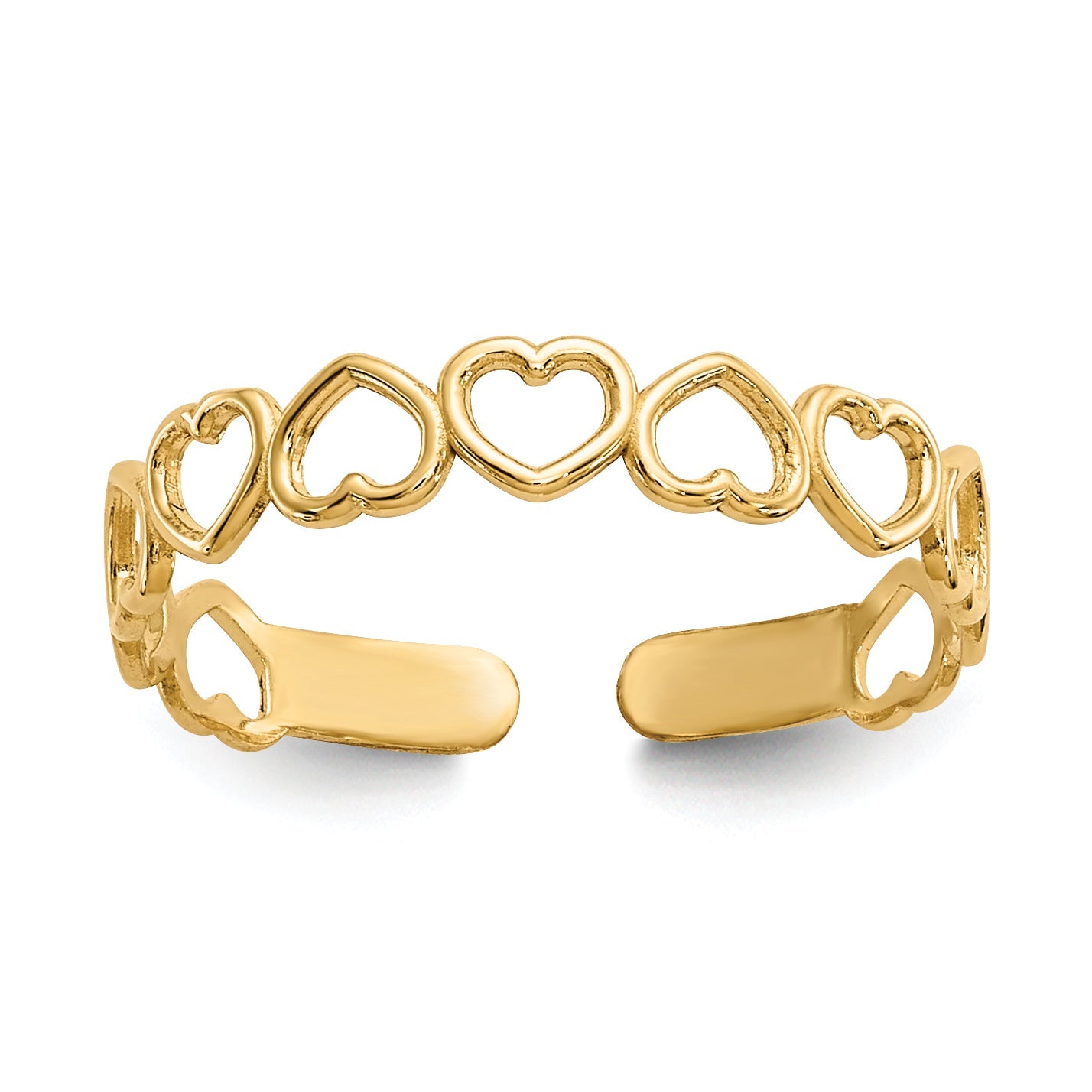 14K Yellow Gold Open Hearts Toe Ring