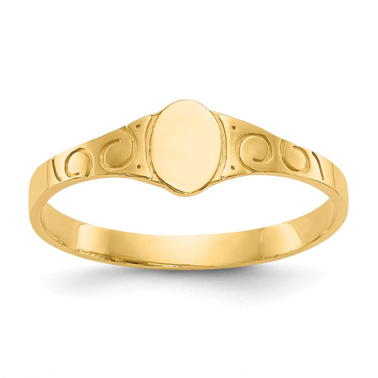 14K Yellow Gold Polished Oval Baby Signet Ring