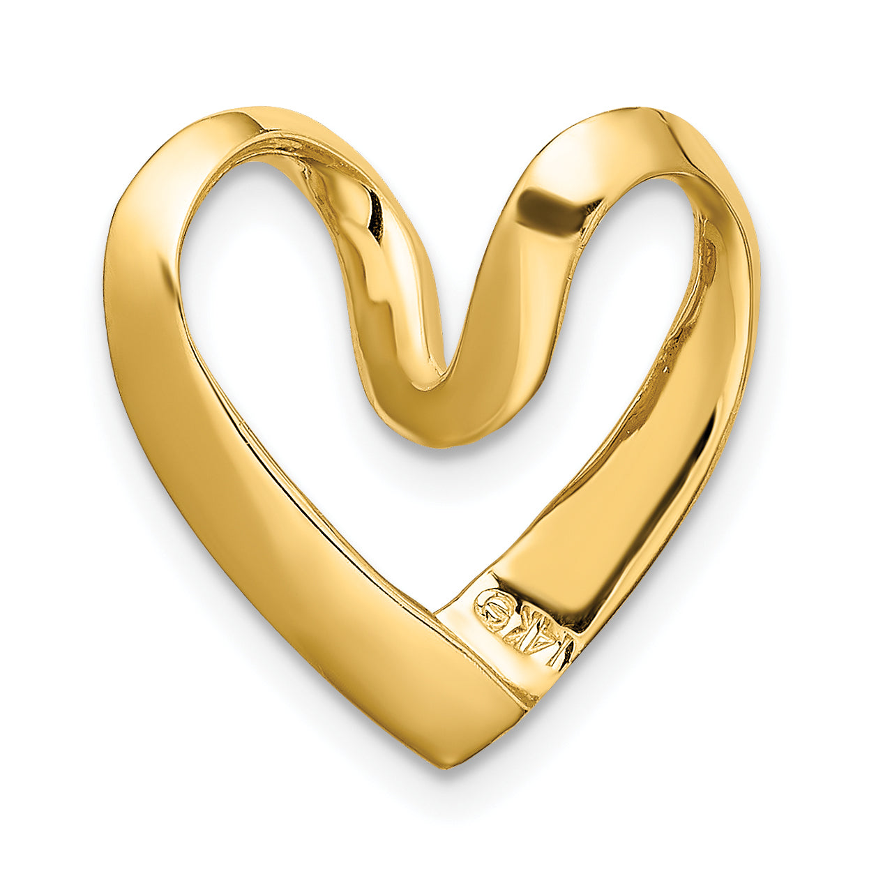 14K Yellow Gold Polished Heart Chain Slide