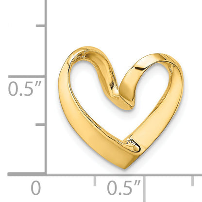 14K Yellow Gold Polished Heart Chain Slide