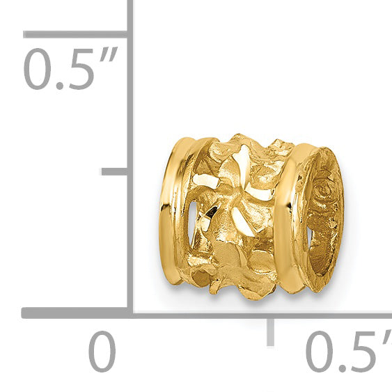 14K Yellow Gold Diamond-Cut Mini Plumeria Barrel Chain Slide