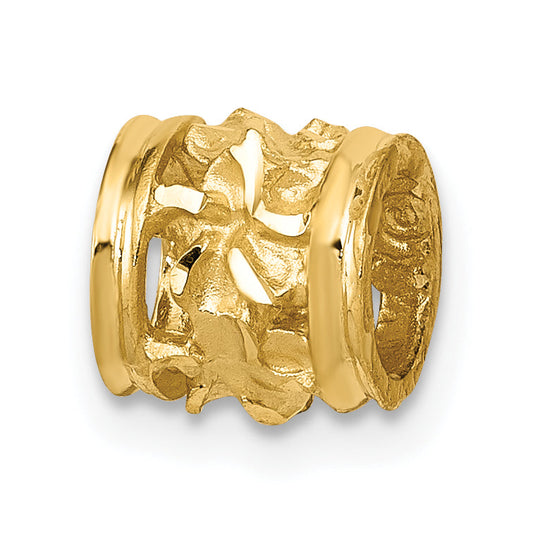 14K Yellow Gold Diamond-Cut Mini Plumeria Barrel Chain Slide