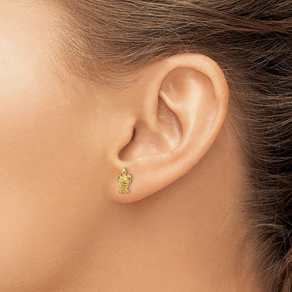 14K Yellow Gold Mini Turtle Post Earrings