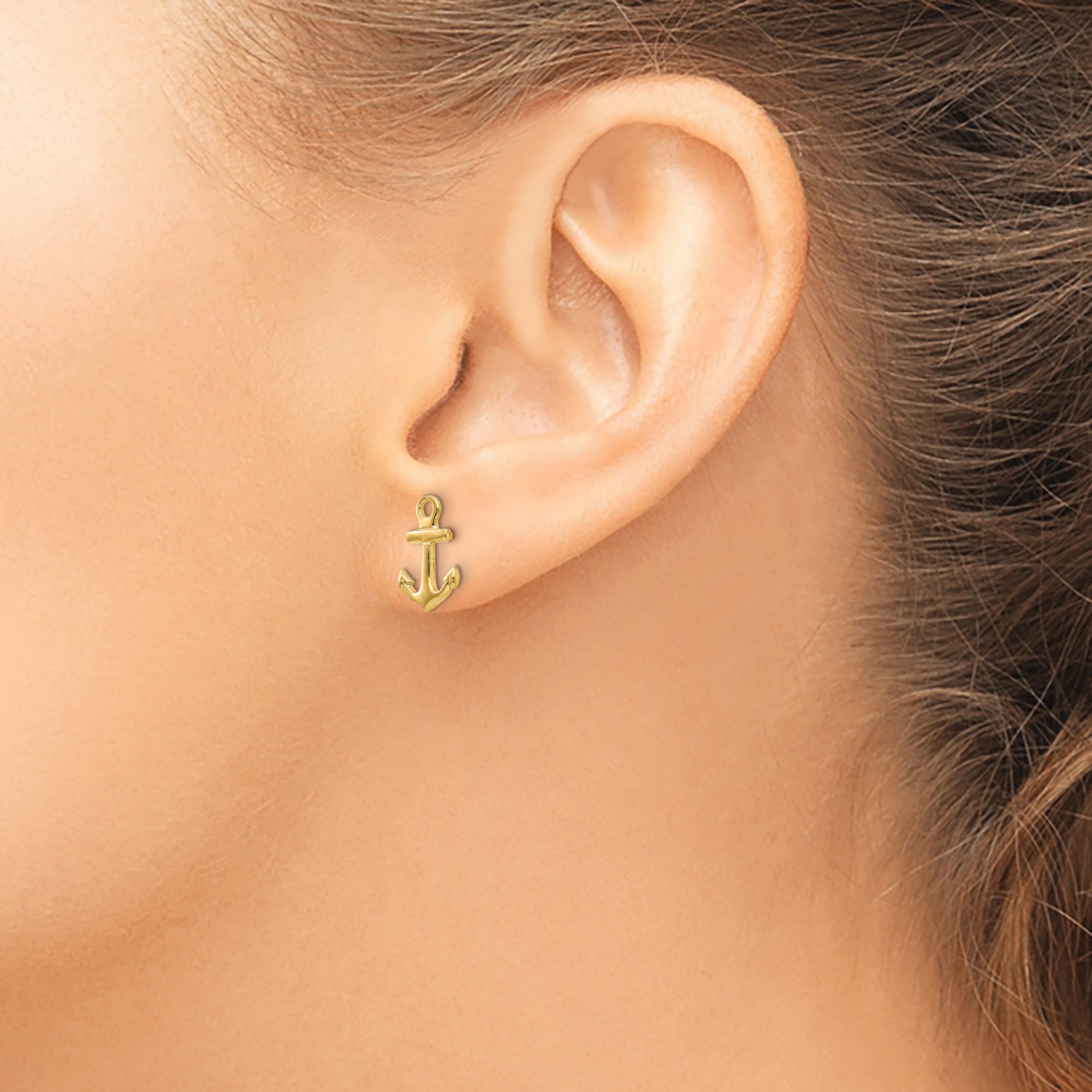14K Yellow Gold Anchor Post Earrings