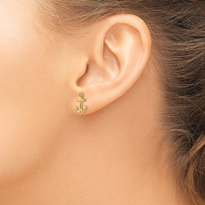 14K Yellow Gold Anchor Post Earrings