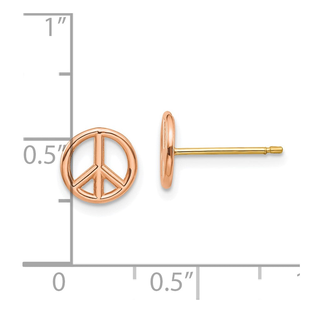 14K Two Tone Yellow & Rose Gold Polished Peace Symbol Post Earrings