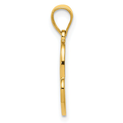 14K Yellow Gold Polished Double Heart Pendant