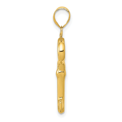 14K Yellow Gold Polished 3-D Key Charm