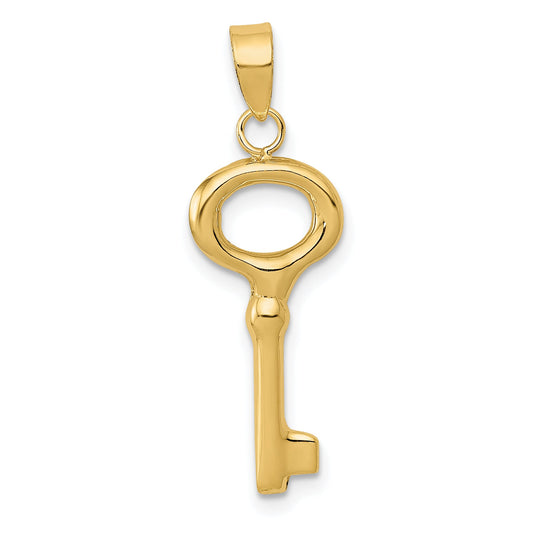 14K Yellow Gold Polished 3-D Key Charm