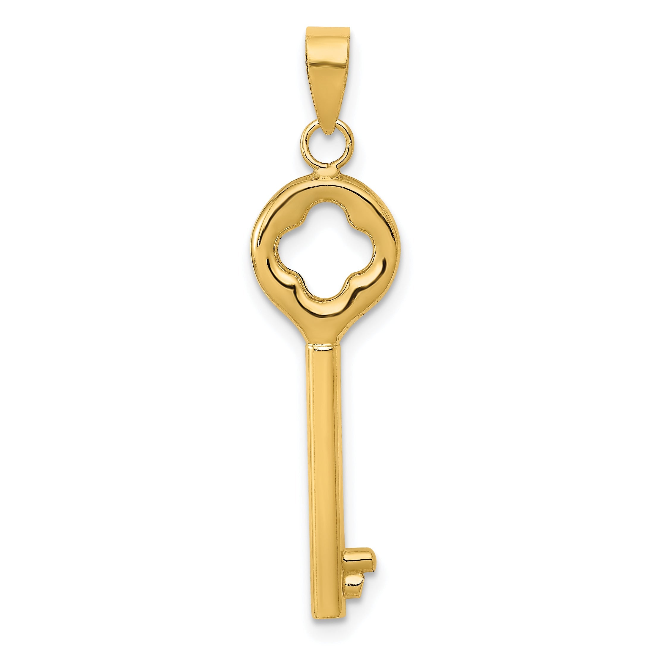 14K Yellow Gold Polished 3-D Key Charm
