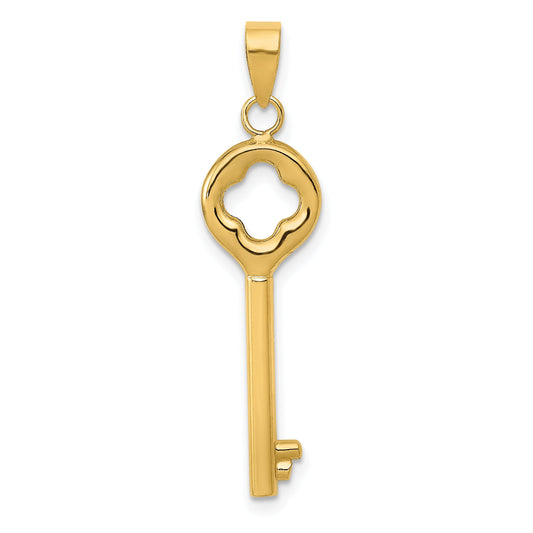 14K Yellow Gold Polished 3-D Key Charm