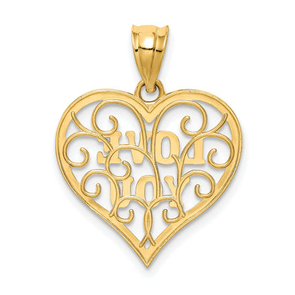 14K Yellow & Rhodium And White Filigree Love You
