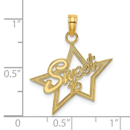 14K Yellow Gold Sweet 16 Charm