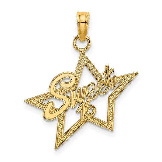 14K Yellow Gold Sweet 16 Charm