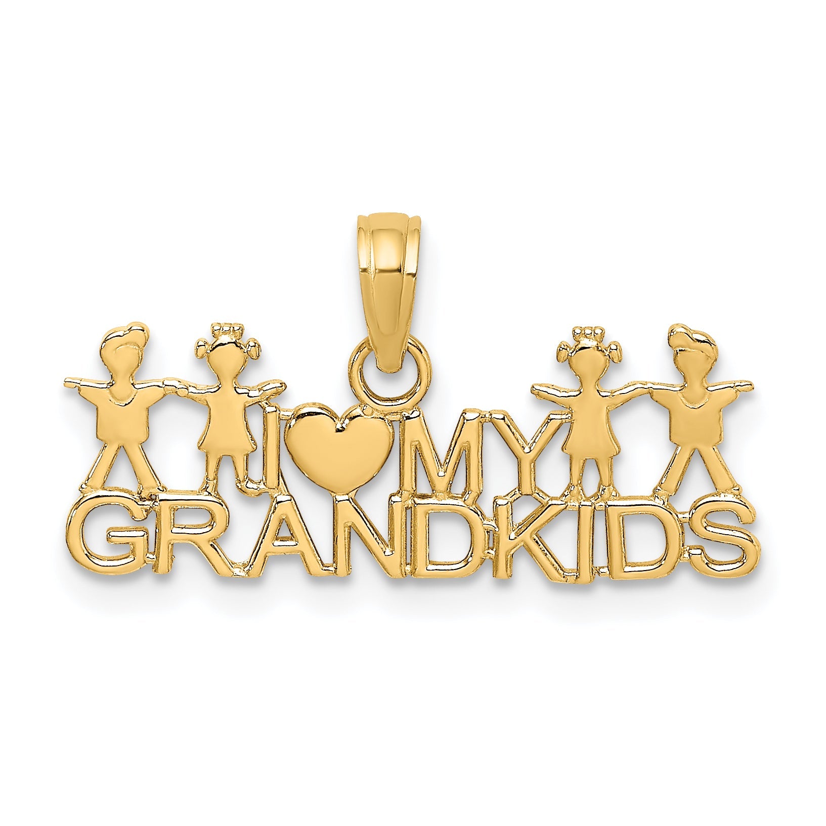 14K Yellow Gold I Love My Grandkids Charm
