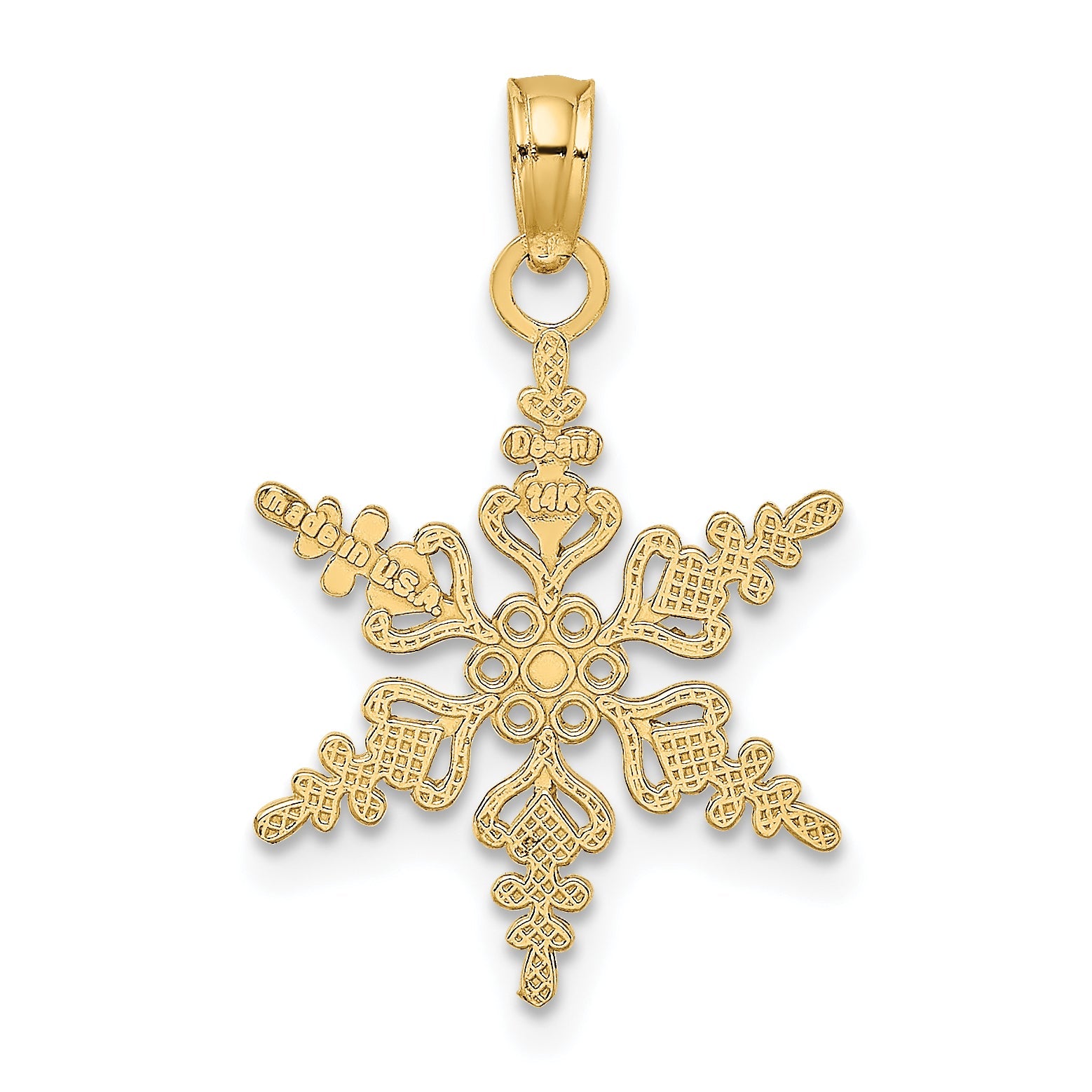 14K Yellow Gold Polished Snowflake Charm