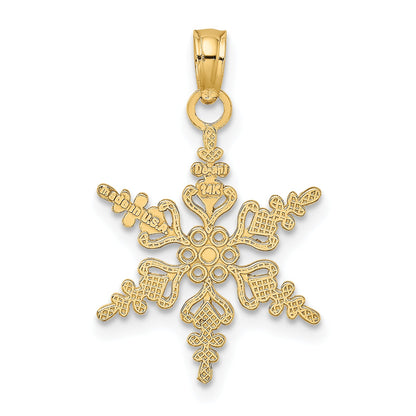 14K Yellow Gold Polished Snowflake Charm