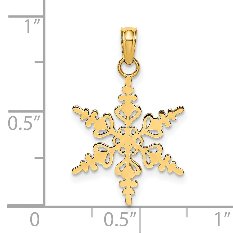 14K Yellow Gold Polished Snowflake Charm