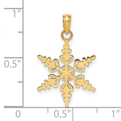14K Yellow Gold Polished Snowflake Charm