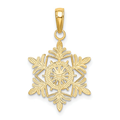 14K Yellow Gold Snowflake Pendant