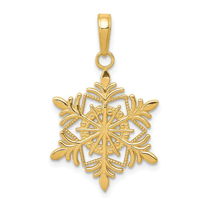 14K Yellow Gold Snowflake Pendant