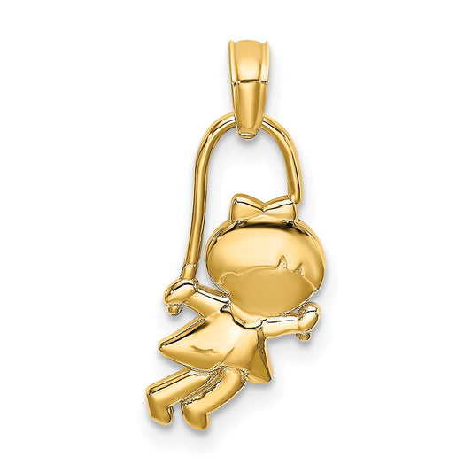 14K Yellow Gold Girl With Jump Rope Charm