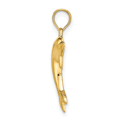 14K Yellow Gold Polished Dolphin Charm