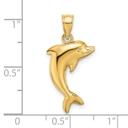 14K Yellow Gold Polished Dolphin Charm