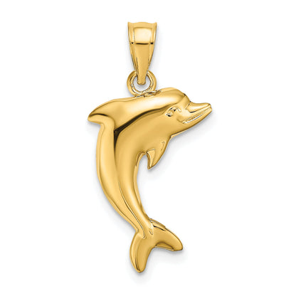 14K Yellow Gold Polished Dolphin Charm