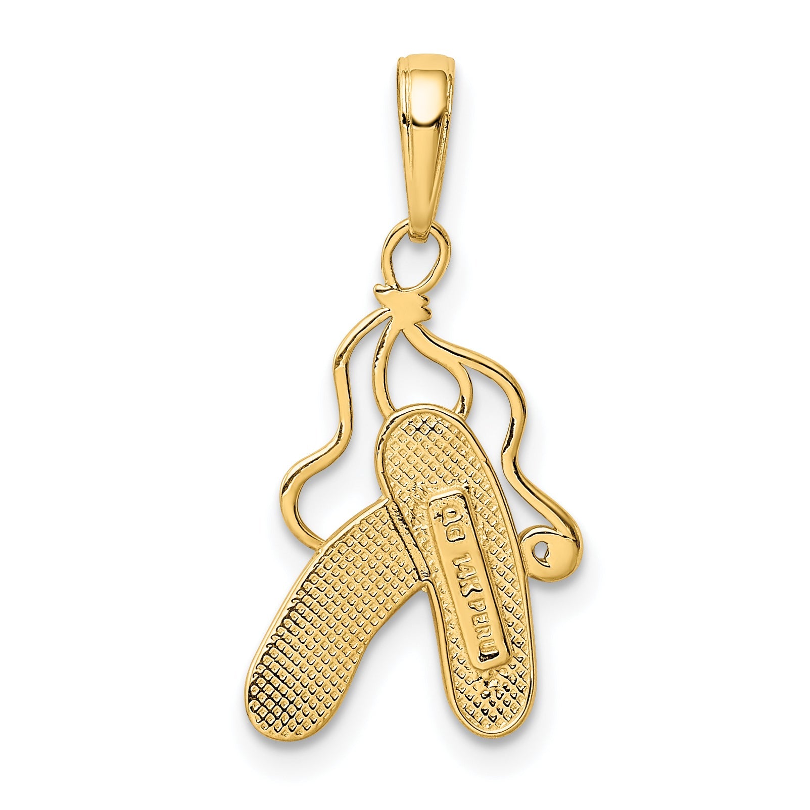 14K Yellow Gold Enameled Ballet Slippers Charm