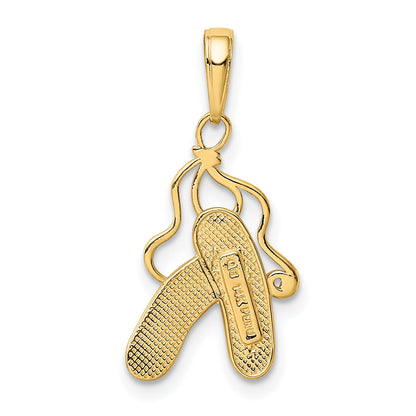 14K Yellow Gold Enameled Ballet Slippers Charm